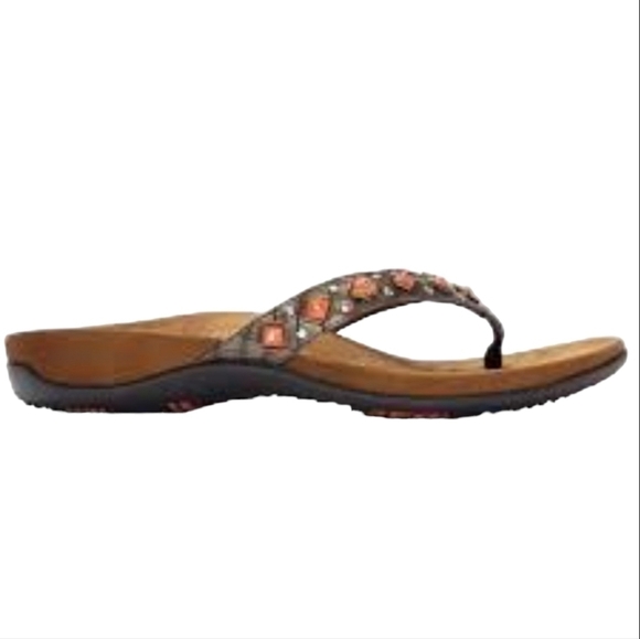 Vionic Women Floriana Leather Toestpost Thong Comfort Sandals Flats shoes sz 7 - Picture 1 of 11